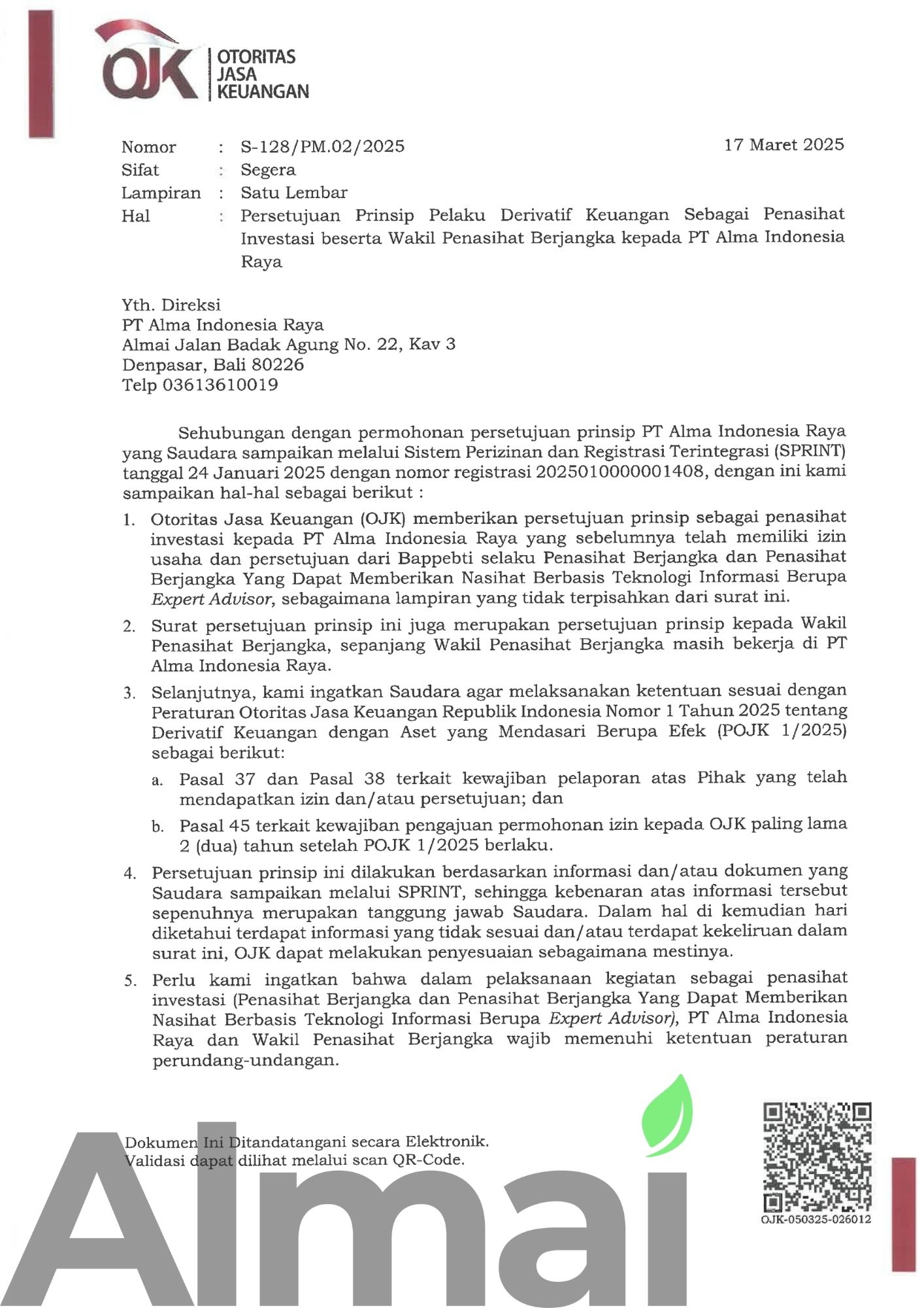 Persetujuan OJK
